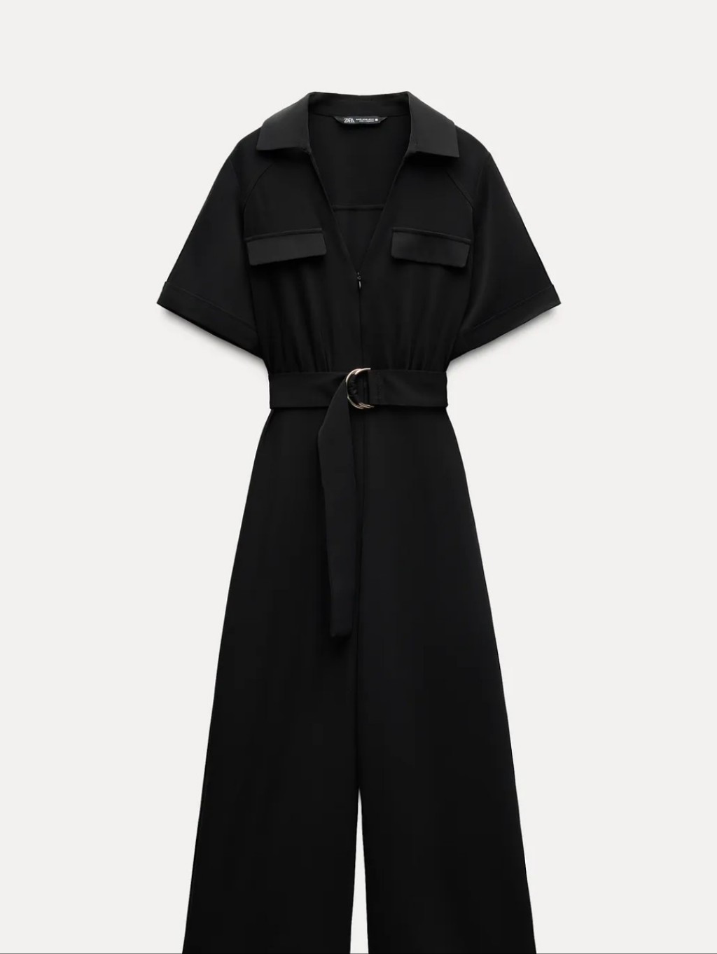 Navy Linen Viscose Blend Belted Jumpsuit